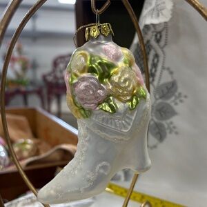 Vintage blown glass Victorian boot